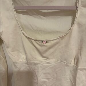 Forever 21 coquette beige long sleeve rose shirt